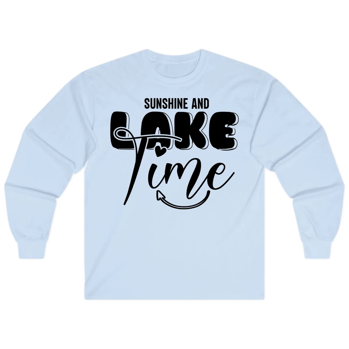 Sunshine And Lake Time Typography Long Sleeve in Light Blue