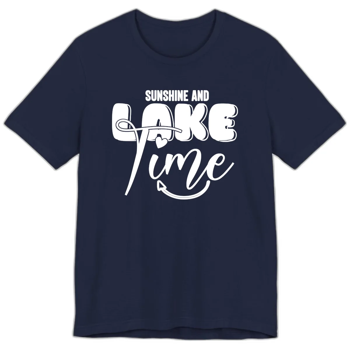 Sunshine And Lake Time Typography Premium T-Shirt in Navy