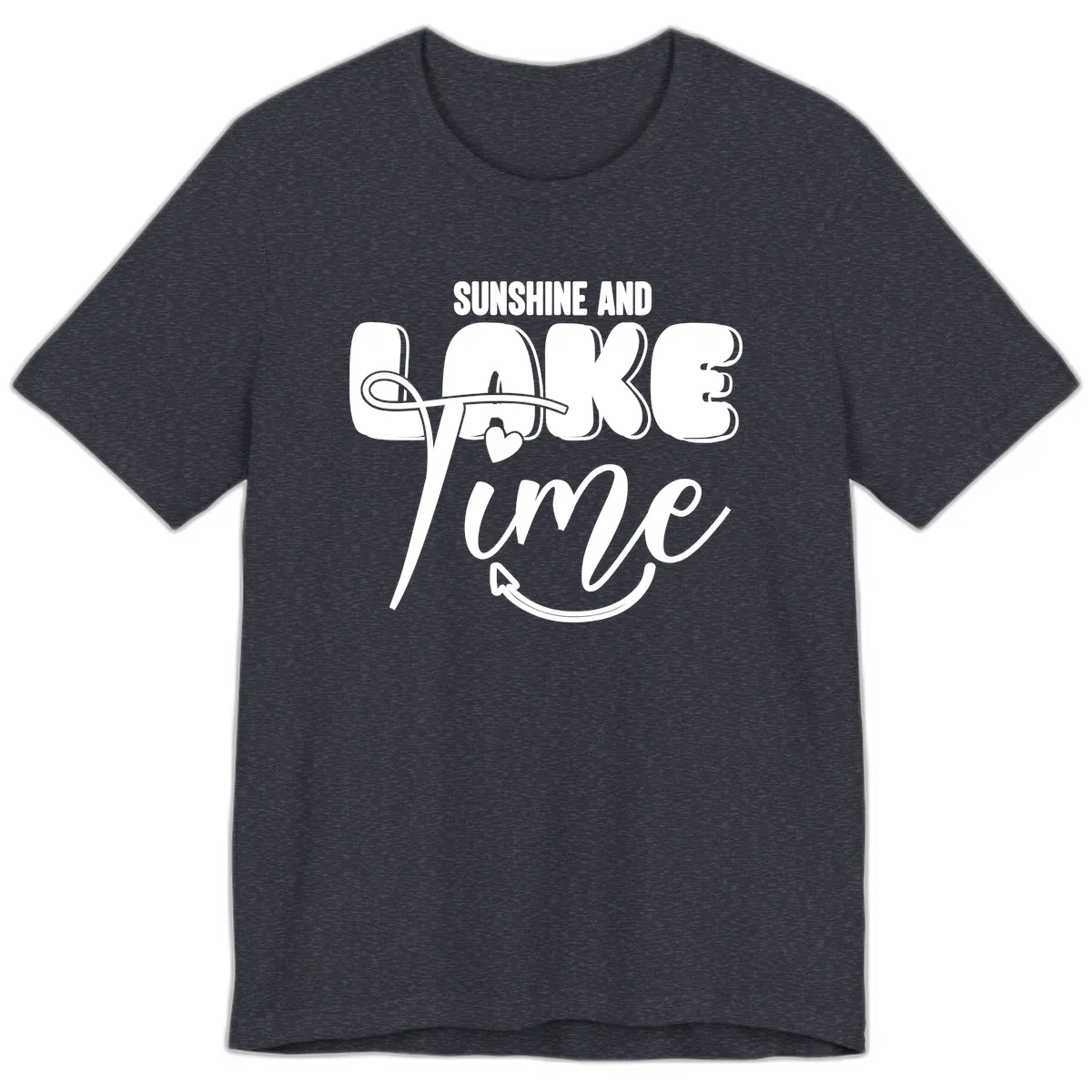 Sunshine And Lake Time Typography Premium T-Shirt in Heather Navy