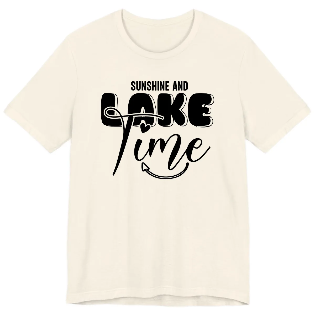 Sunshine And Lake Time Typography Premium T-Shirt in Natural