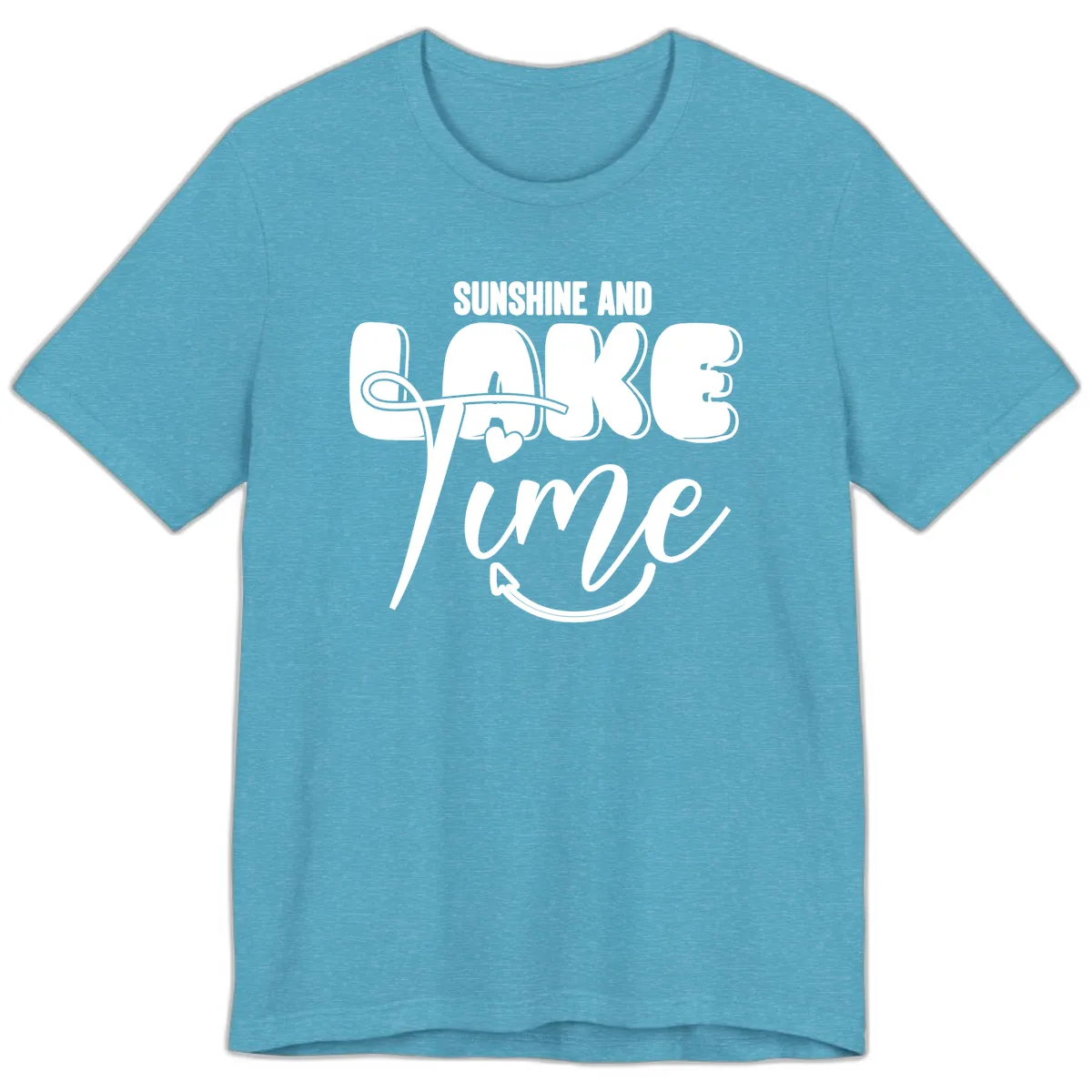 Sunshine And Lake Time Typography Premium T-Shirt in Heather Aqua