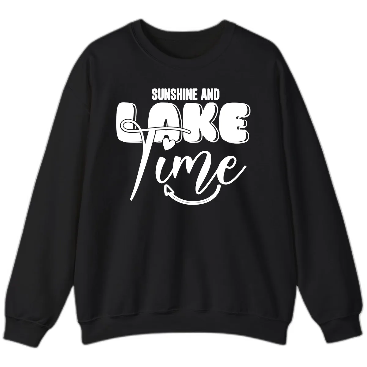 Sunshine And Lake Time Typography Sweatshirt in Black