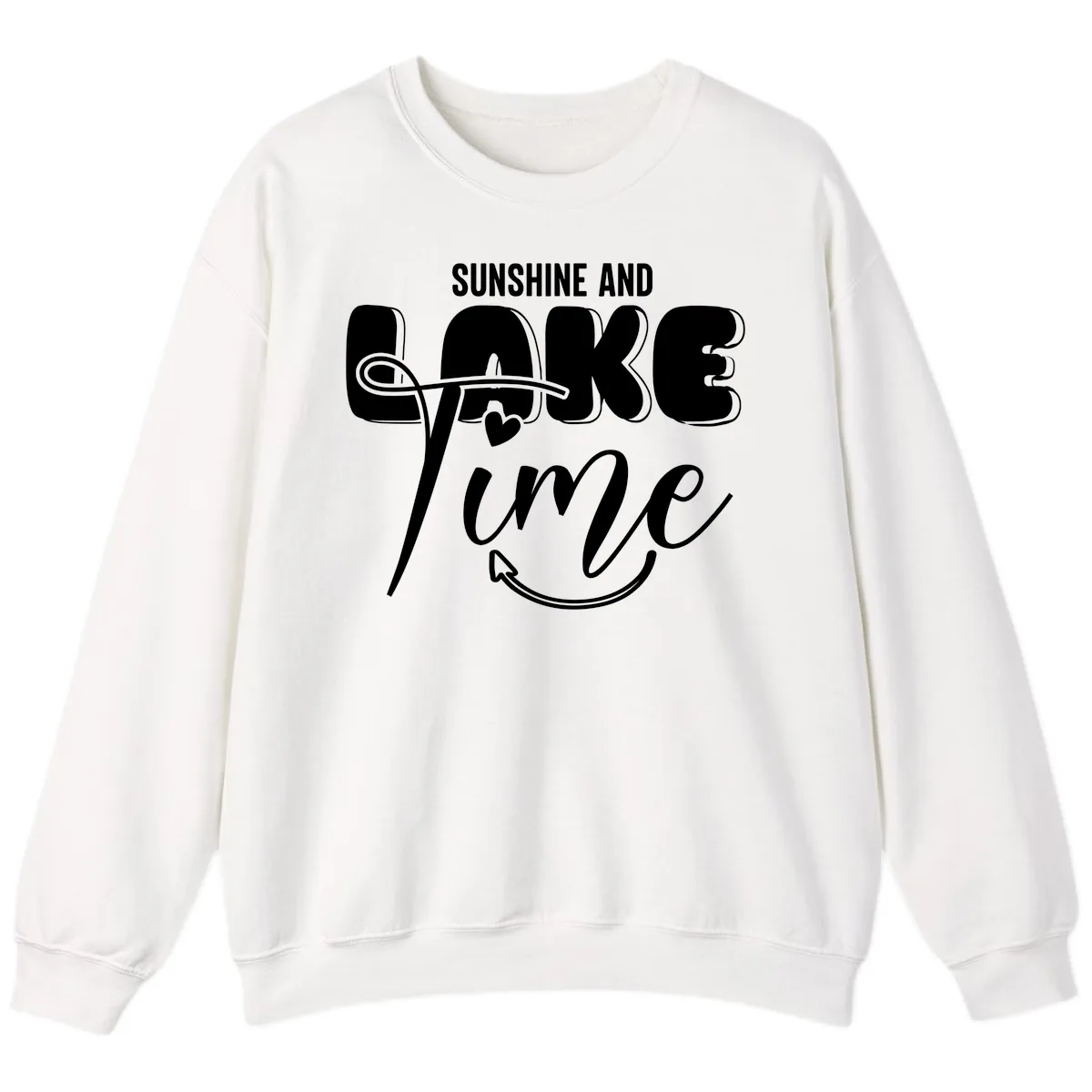 Sunshine And Lake Time Typography Sweatshirt in White