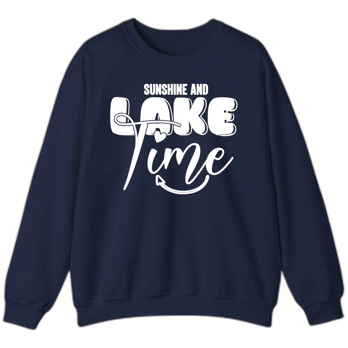 Sunshine And Lake Time Typography Sweatshirt in Navy