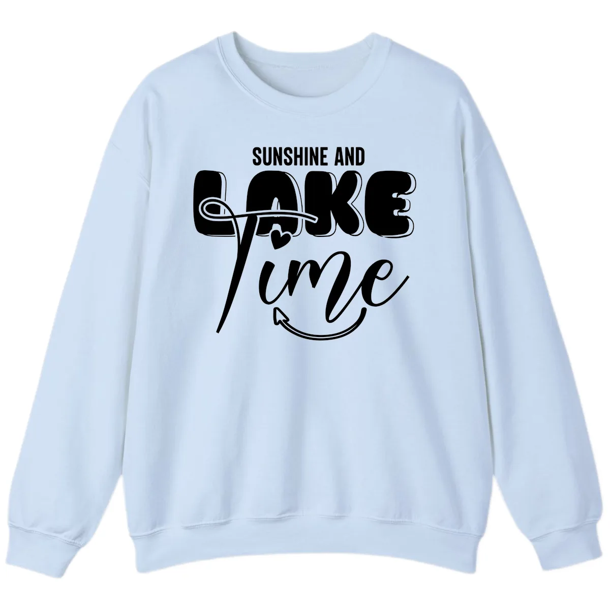 Sunshine And Lake Time Typography Sweatshirt in Light Blue
