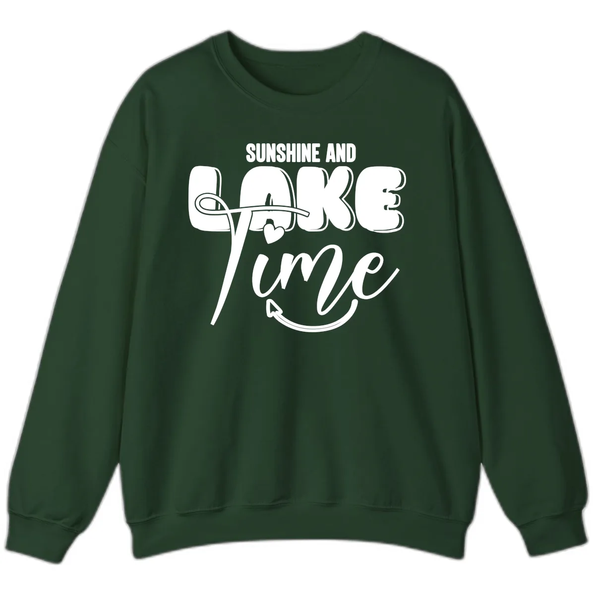 Sunshine And Lake Time Typography Sweatshirt in Forest Green