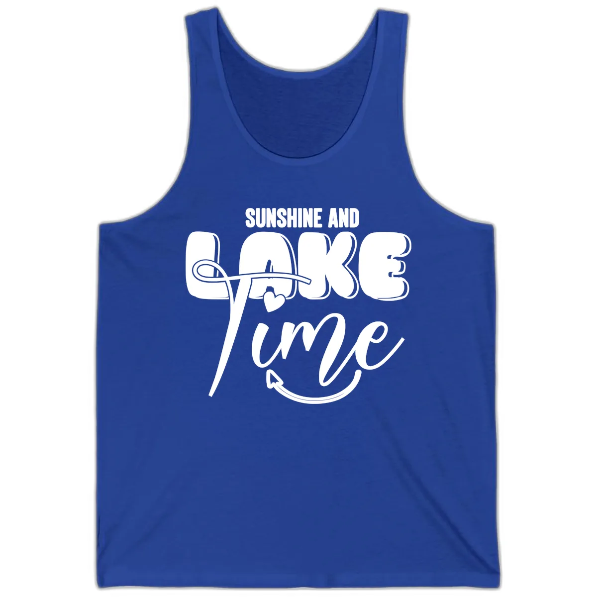 Sunshine And Lake Time Typography Tank in True Royal