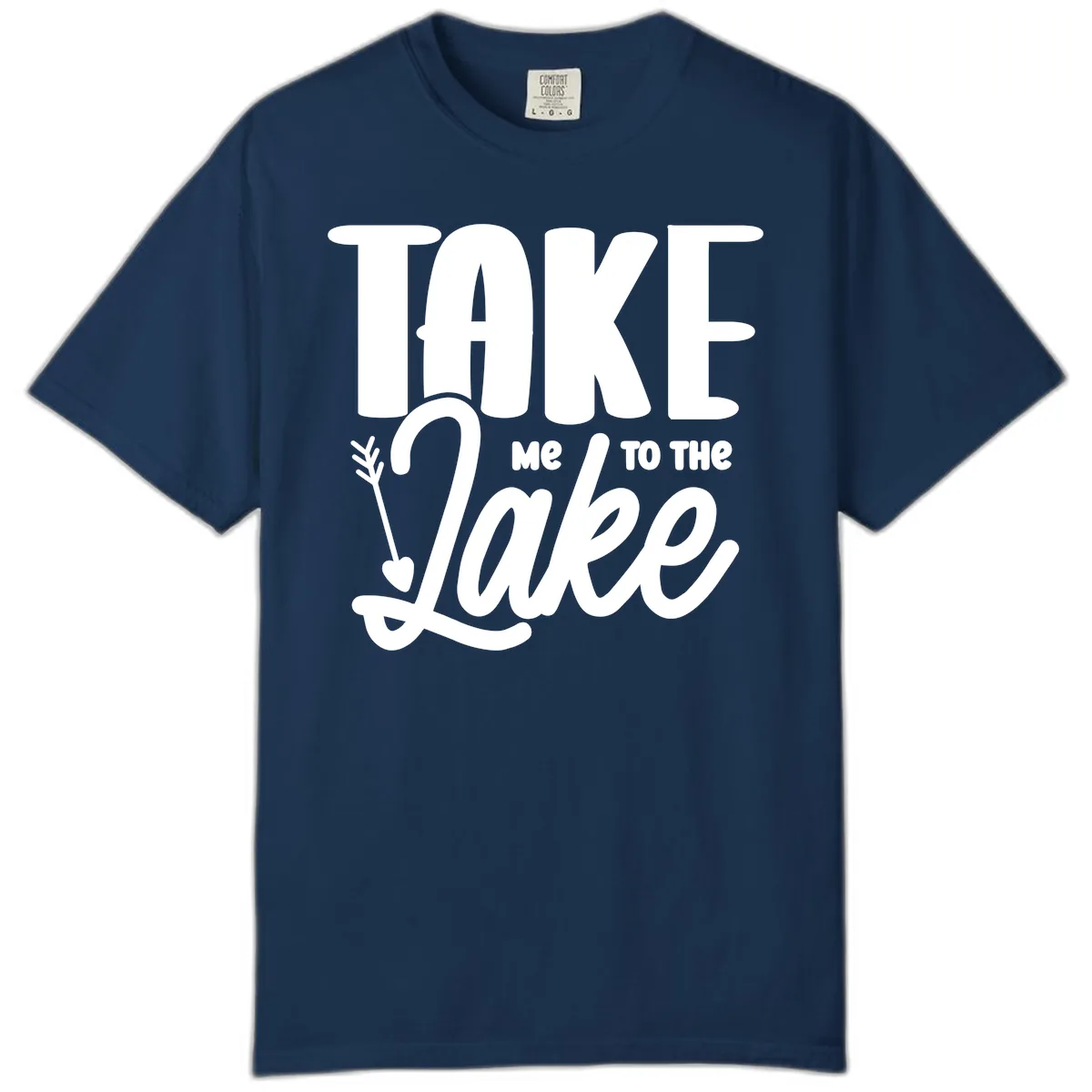 Take Me To The Lake Typography Design Comfort Color in Navy