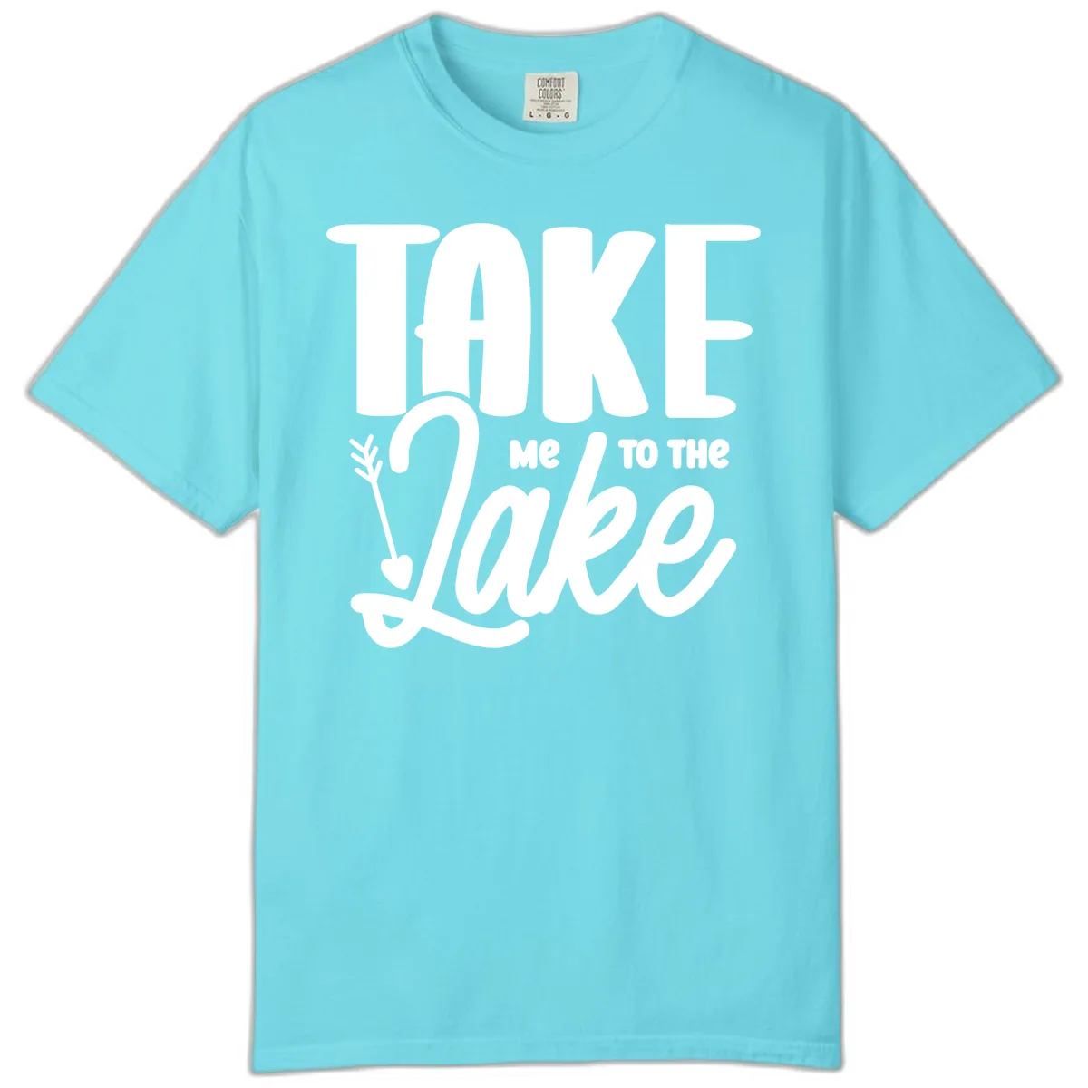 Take Me To The Lake Typography Design Comfort Color in Lagoon Blue
