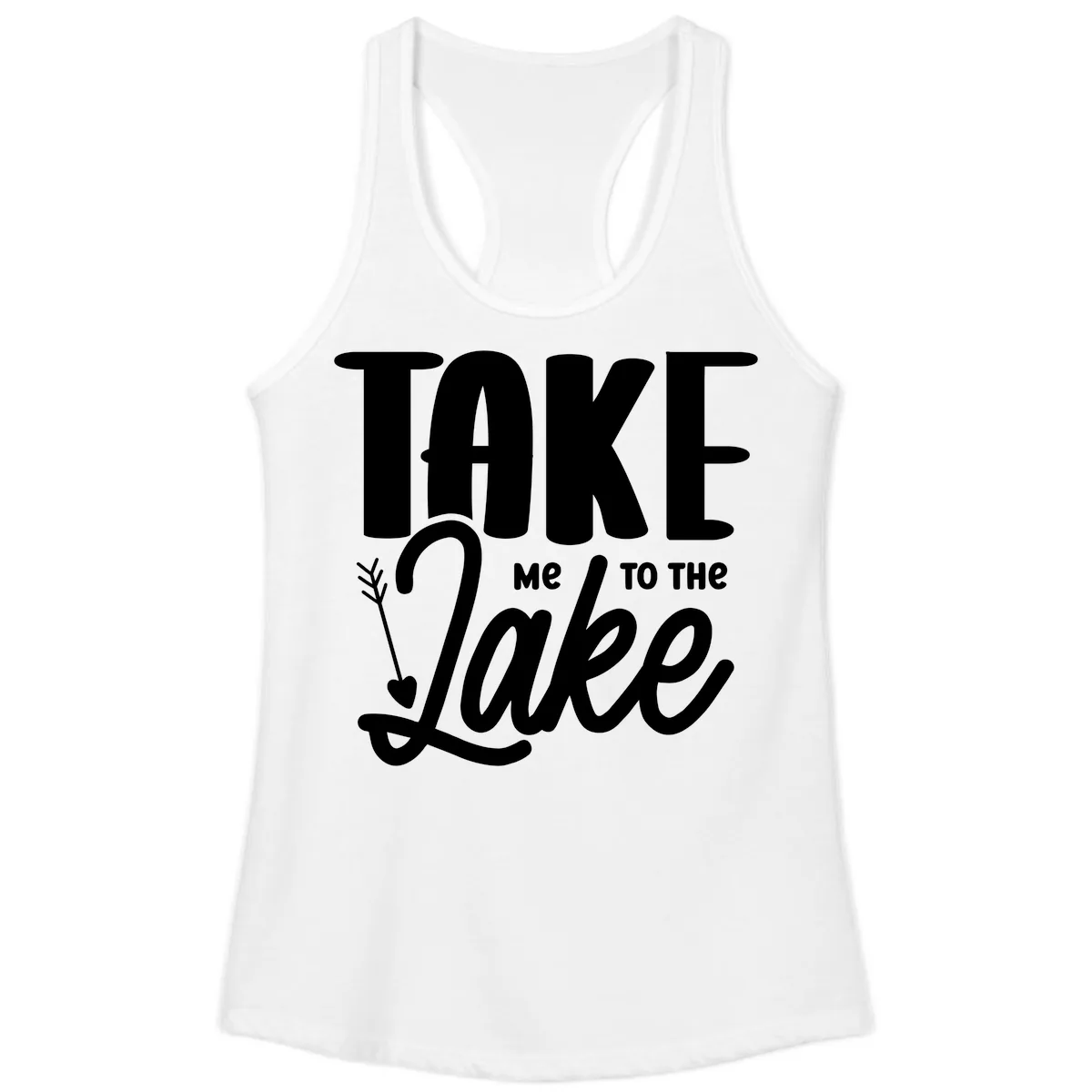 Take Me To The Lake Typography Design Ladies Tank in White