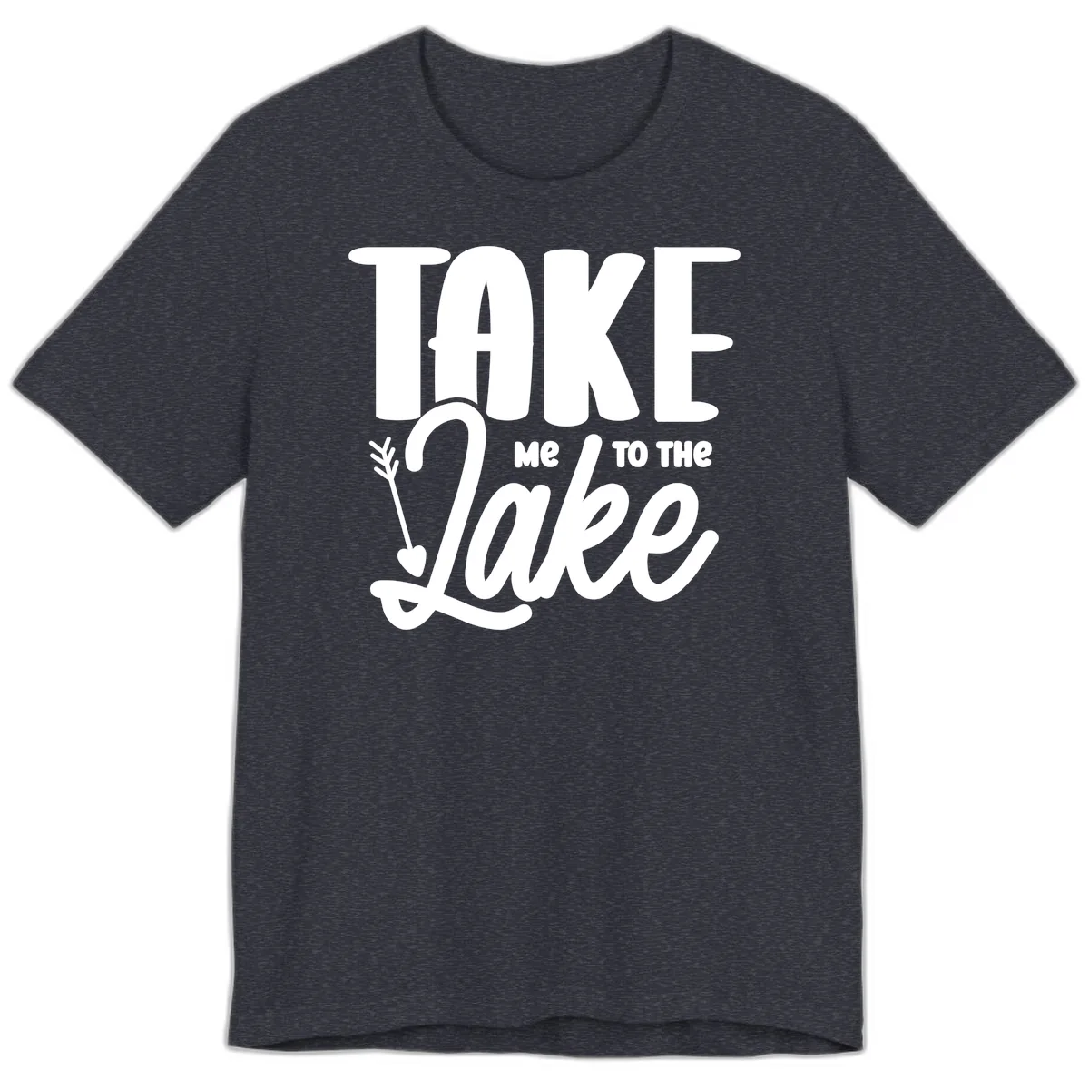 Take Me To The Lake Typography Design Premium T-Shirt in Heather Navy