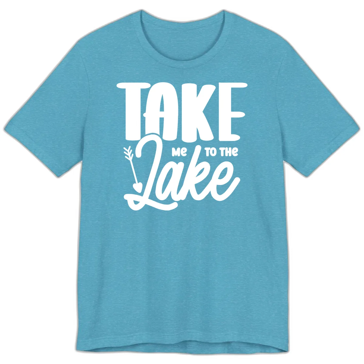 Take Me To The Lake Typography Design Premium T-Shirt in Heather Aqua