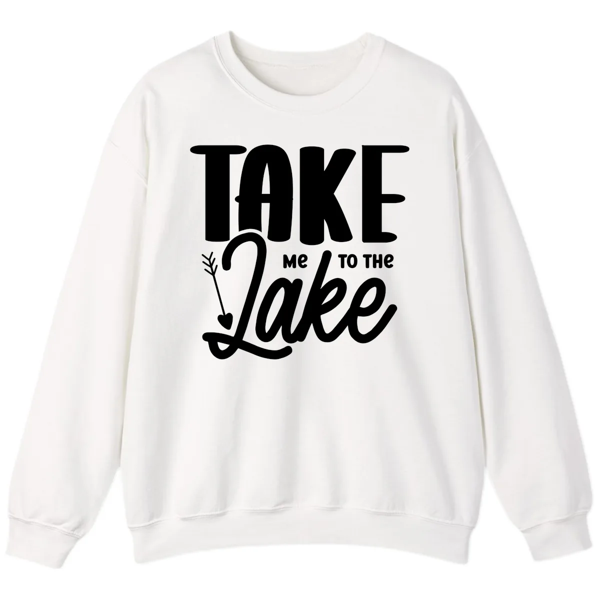 Take Me To The Lake Typography Design Sweatshirt in White