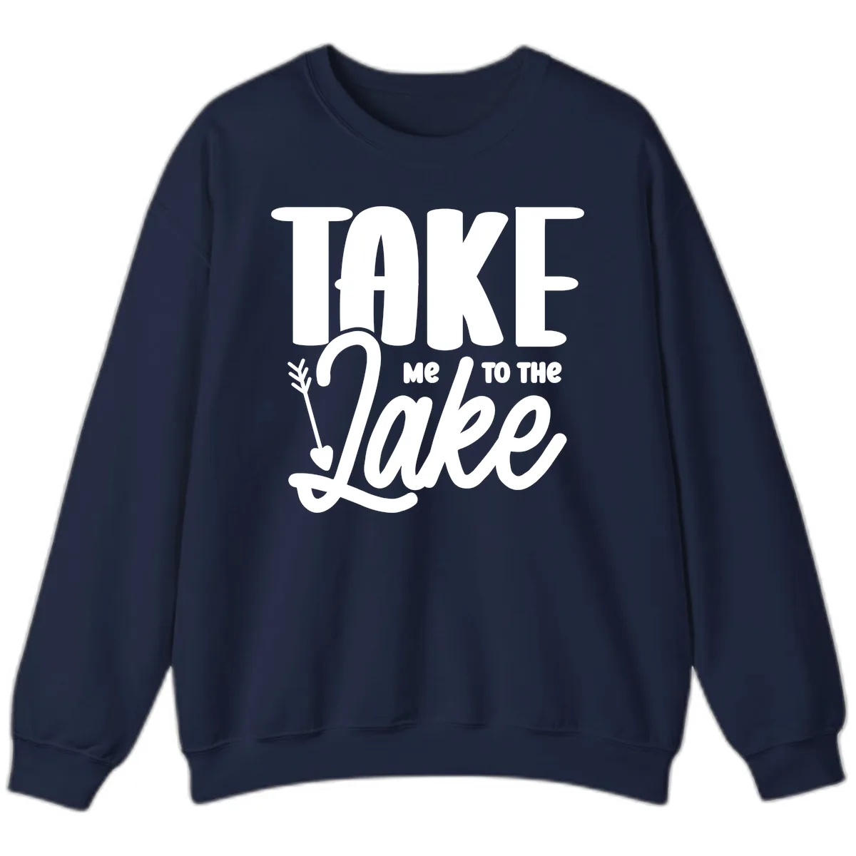 Take Me To The Lake Typography Design Sweatshirt in Navy