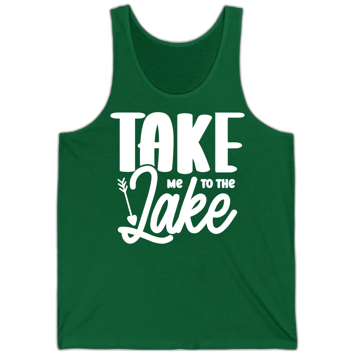 Take Me To The Lake Typography Design Tank in Kelly