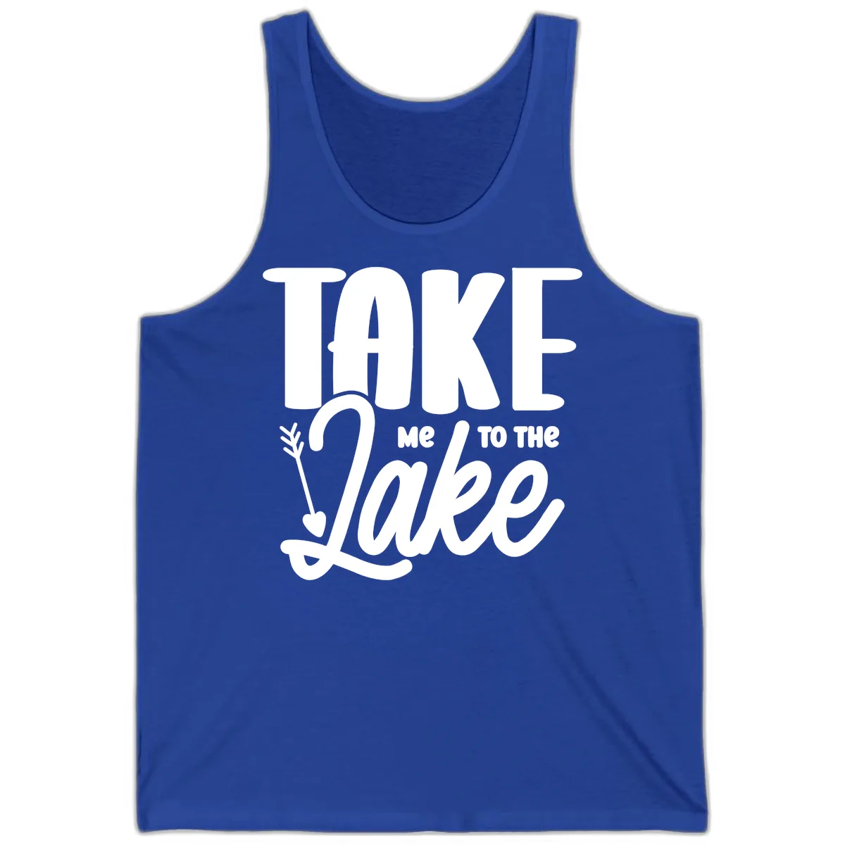 Take Me To The Lake Typography Design Tank in True Royal