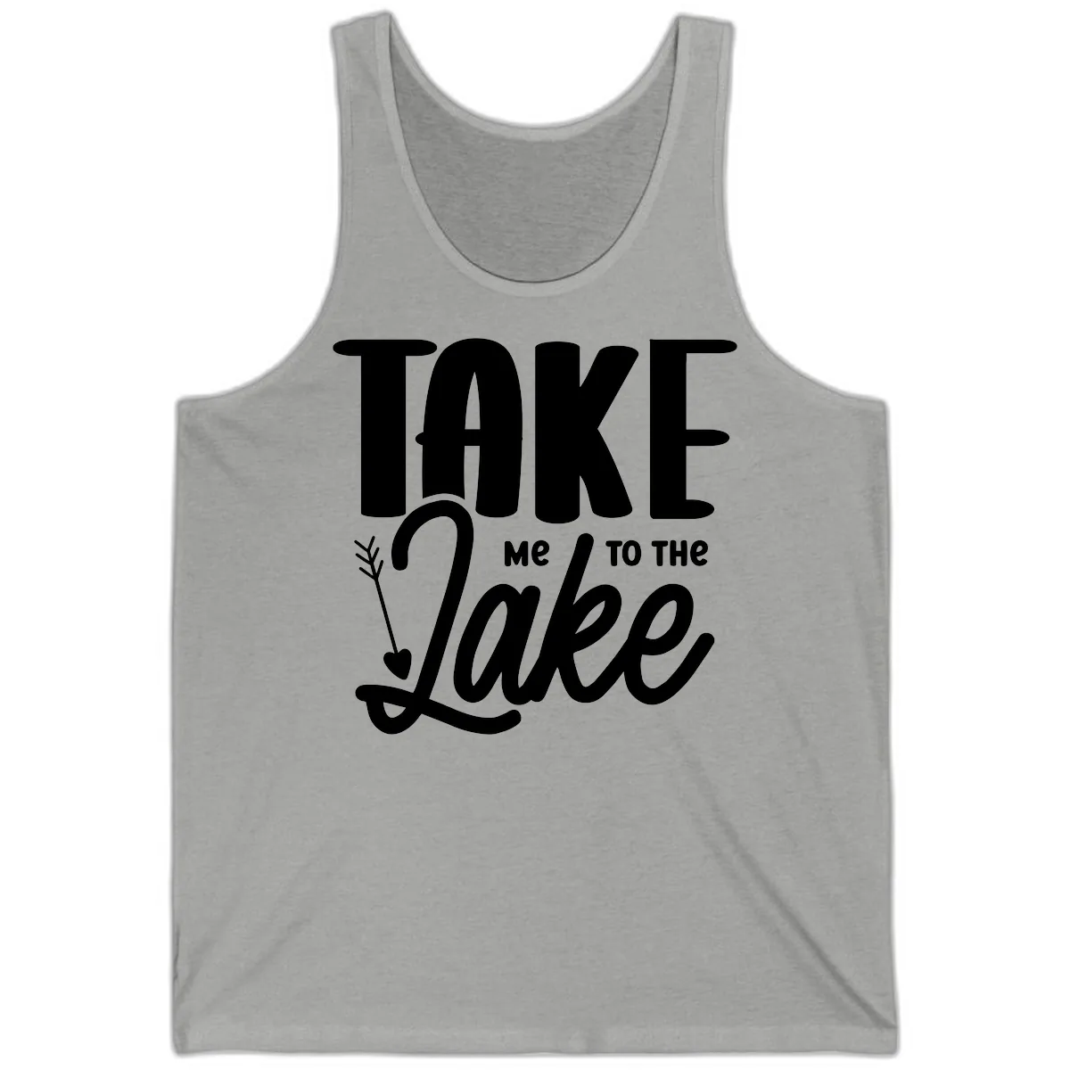 Take Me To The Lake Typography Design Tank in Athletic Heather