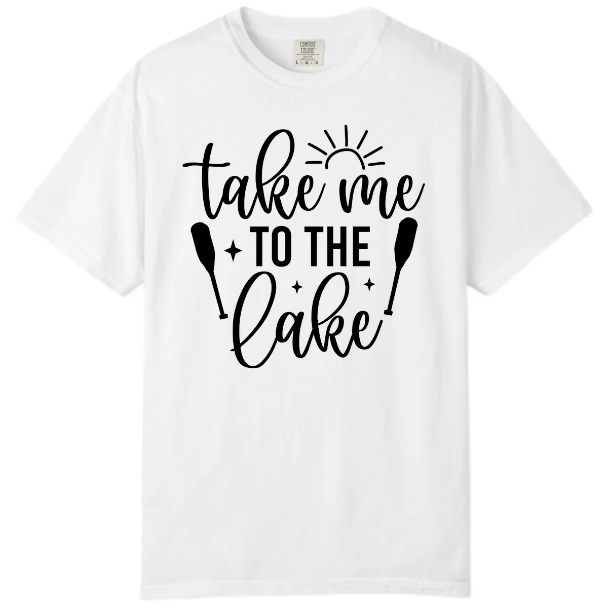 Take Me To The Lake Typography Design Comfort Color in White