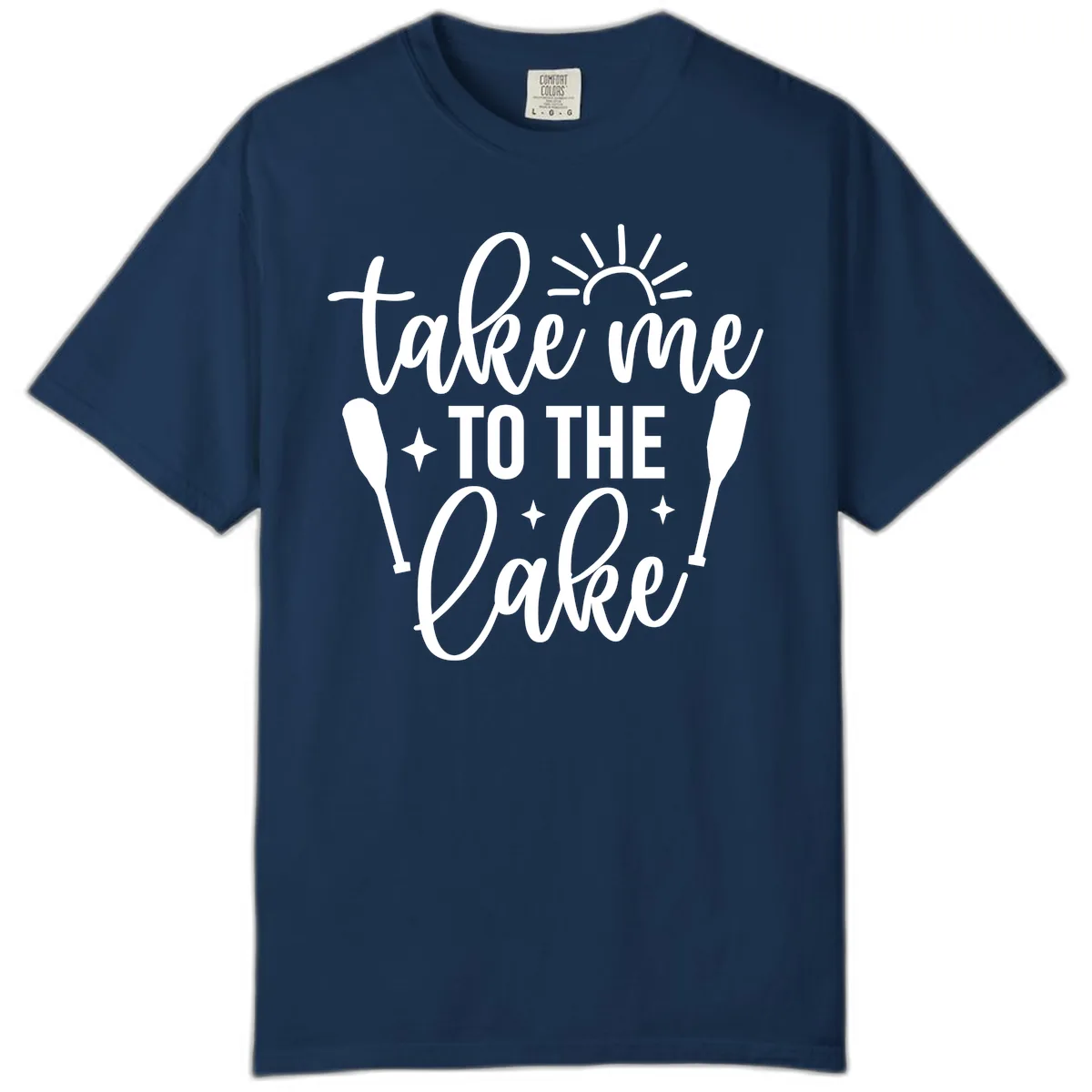 Take Me To The Lake Typography Design Comfort Color in Navy