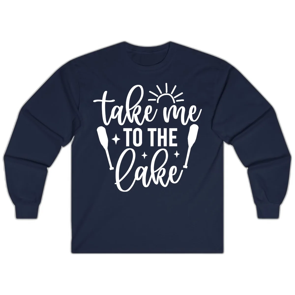 Take Me To The Lake Typography Design Long Sleeve in Navy