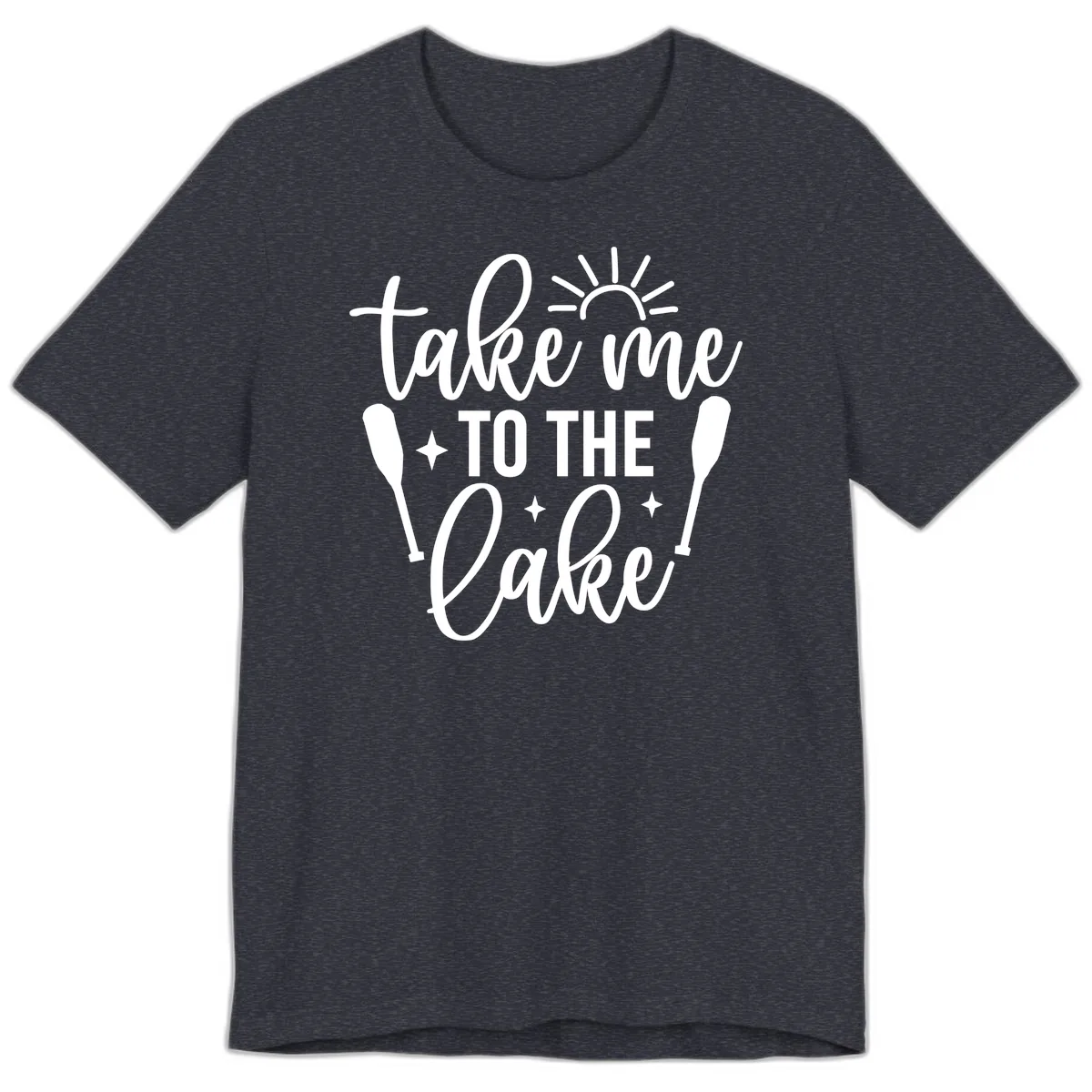 Take Me To The Lake Typography Design Premium T-Shirt in Heather Navy