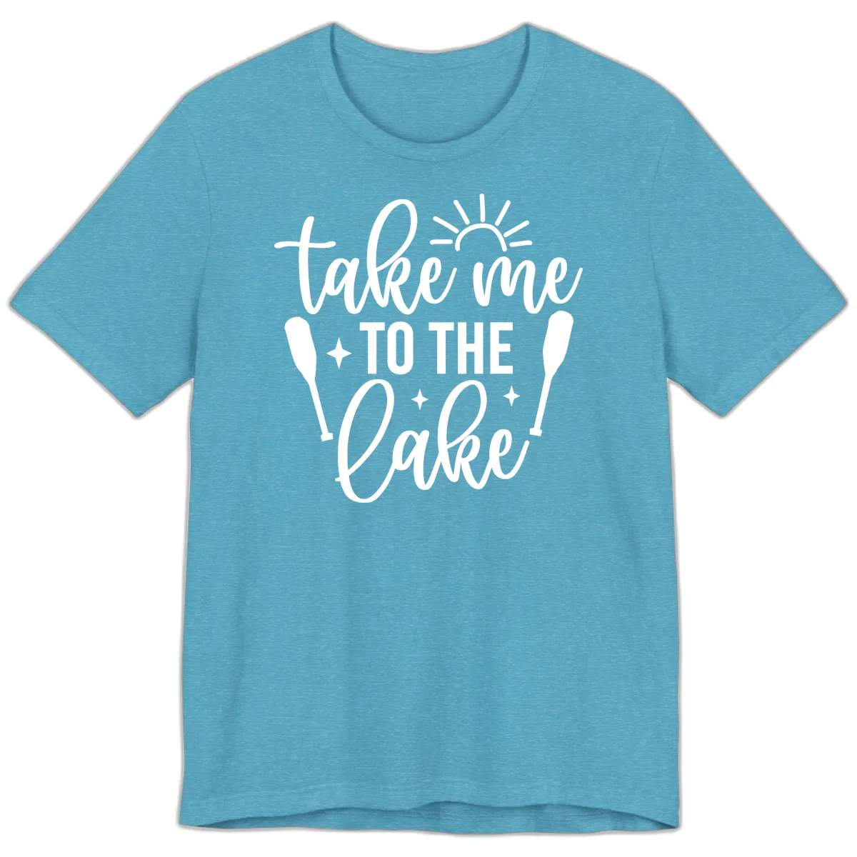 Take Me To The Lake Typography Design Premium T-Shirt in Heather Aqua
