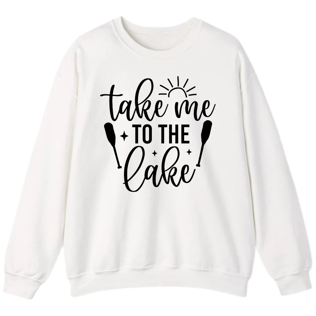 Take Me To The Lake Typography Design Sweatshirt in White