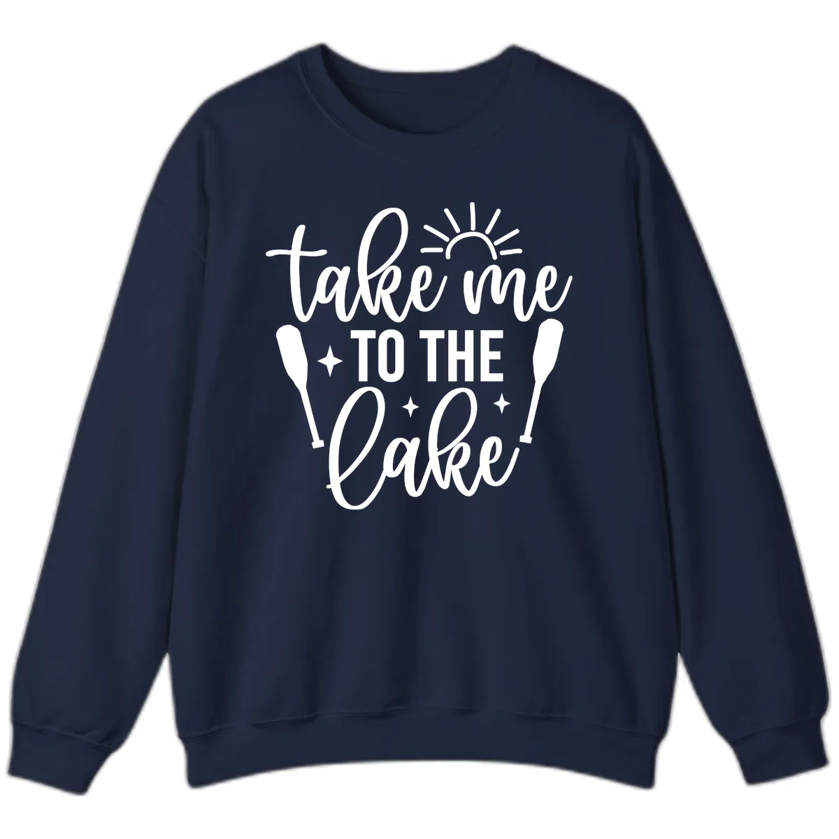 Take Me To The Lake Typography Design Sweatshirt in Navy