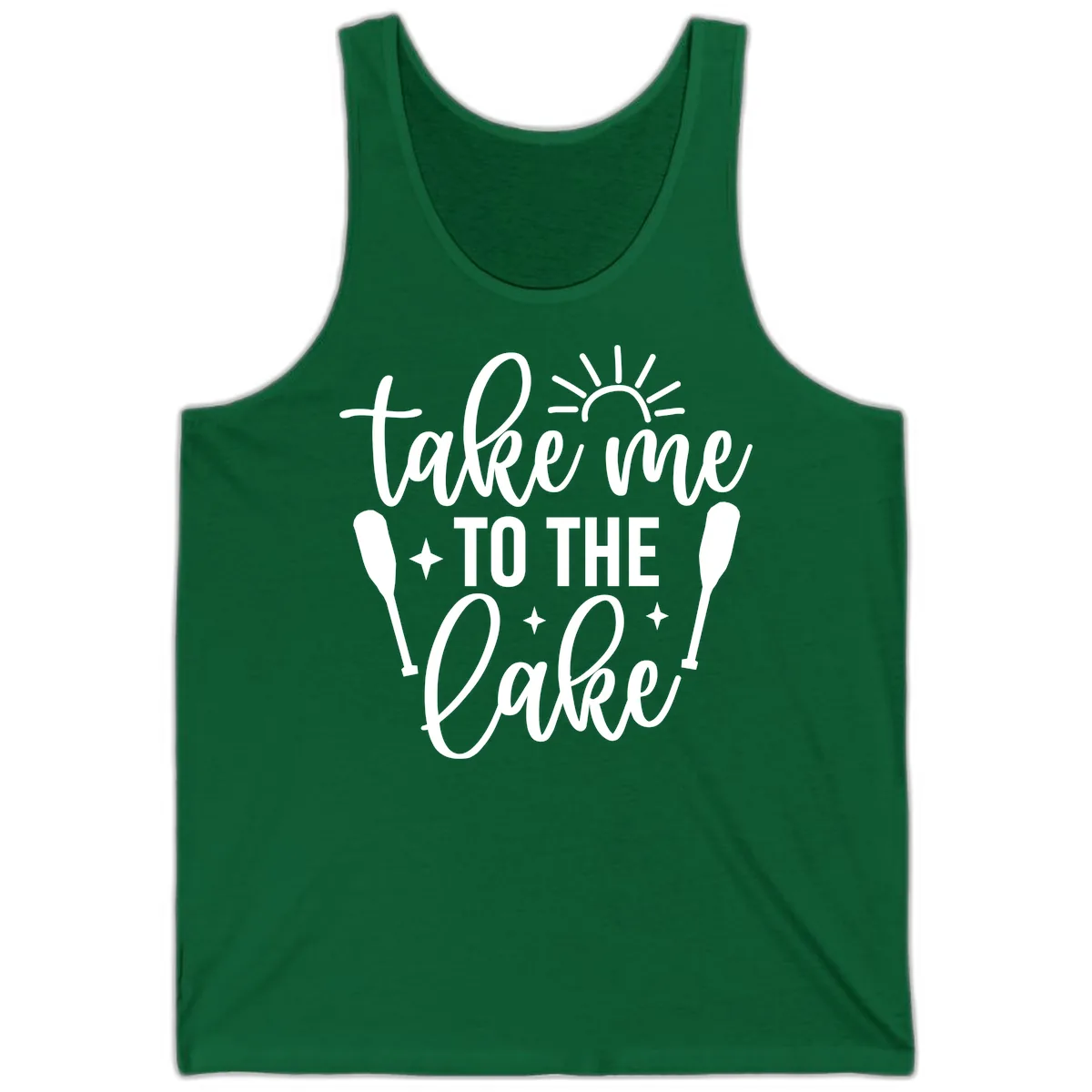 Take Me To The Lake Typography Design Tank in Kelly