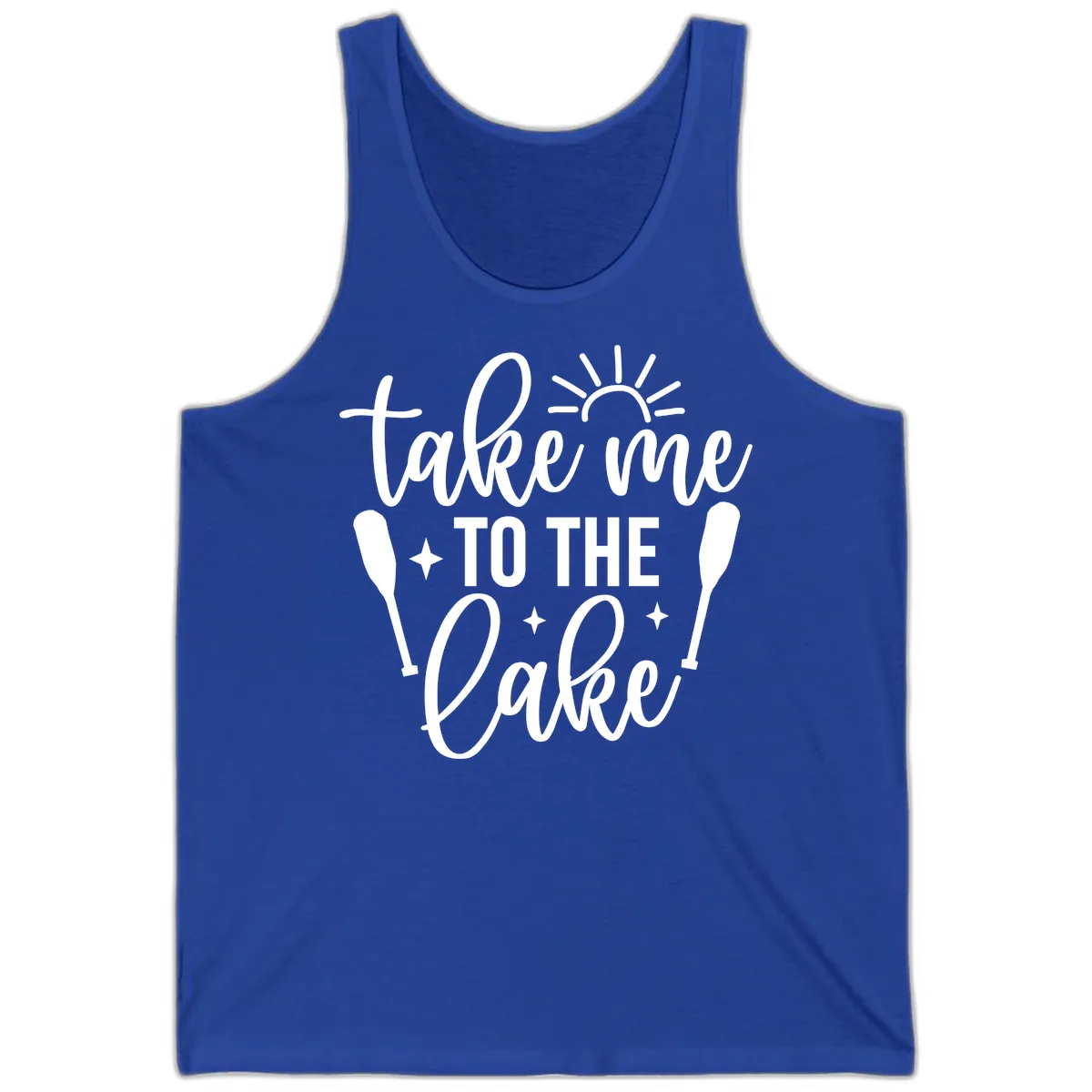 Take Me To The Lake Typography Design Tank in True Royal