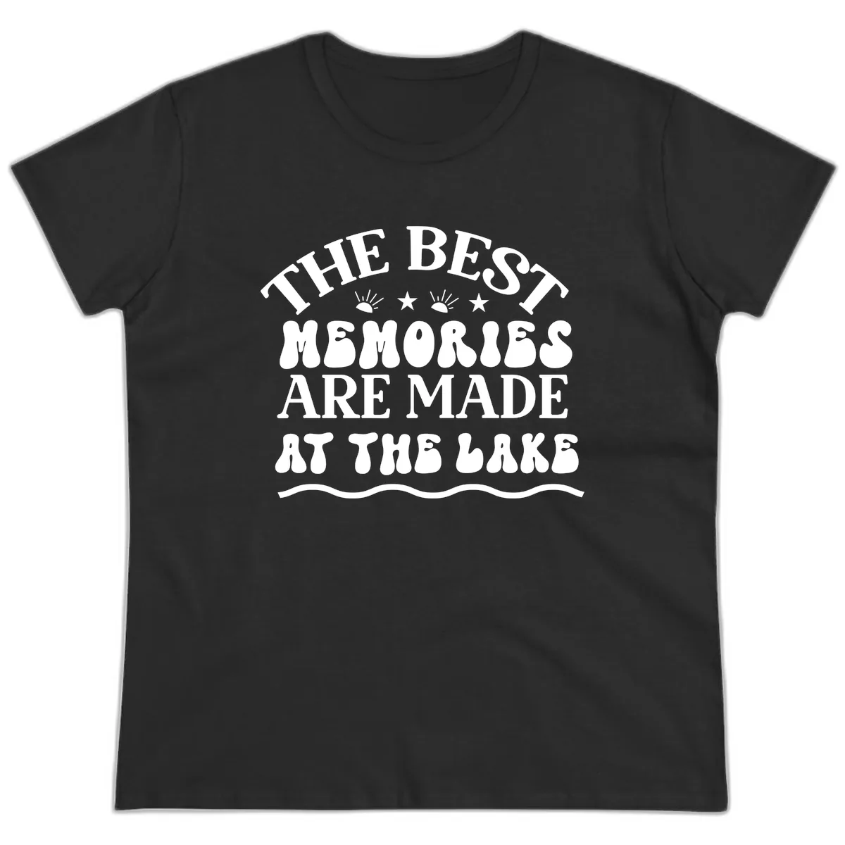 The Best Memories Are Made At The Lake Ladies Tee in Black