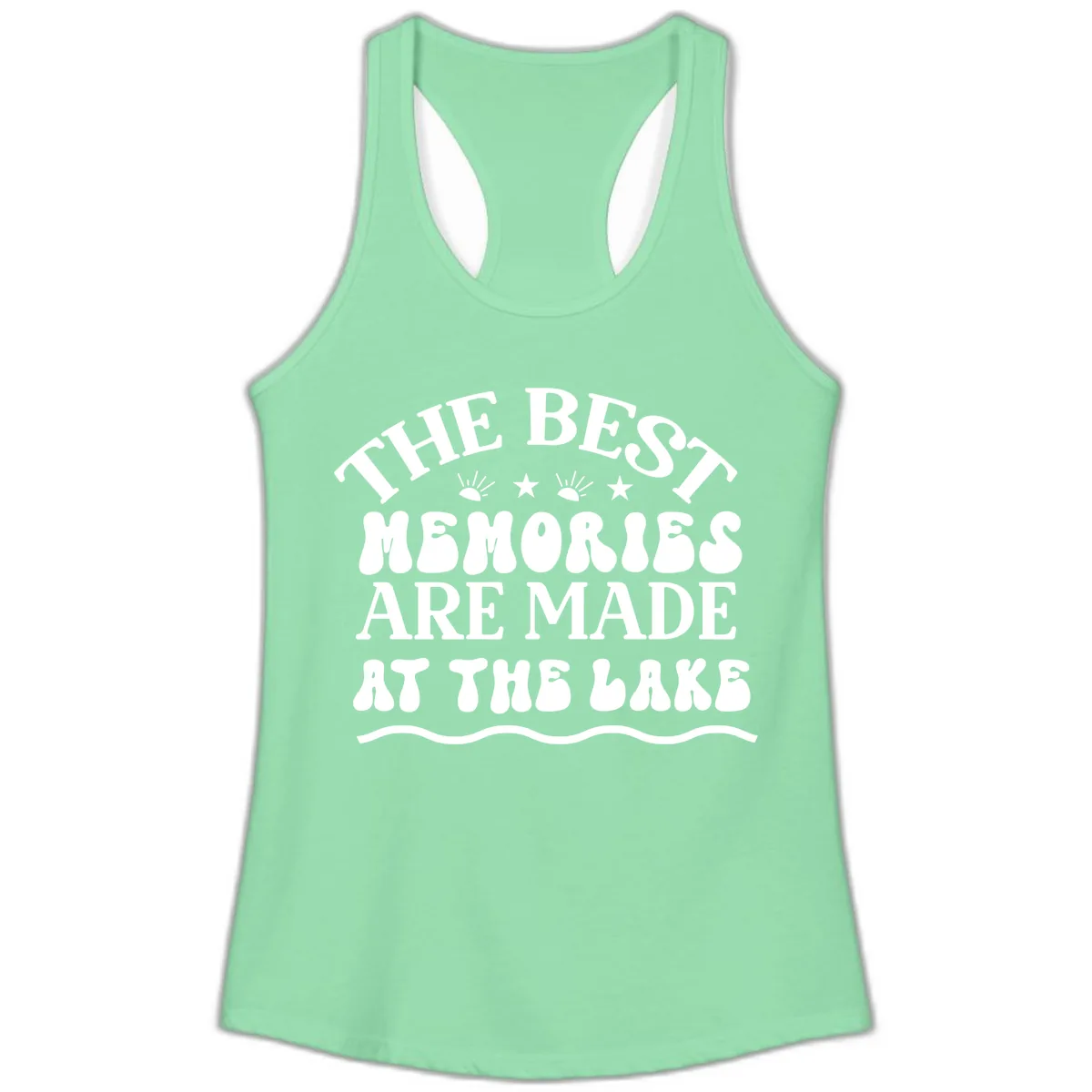 The Best Memories Are Made At The Lake Ladies Tank in Solid Mint