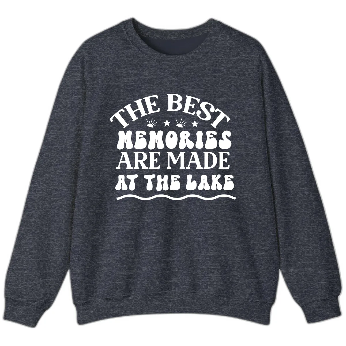 The Best Memories Are Made At The Lake Sweatshirt in Heather Sport Dark Navy
