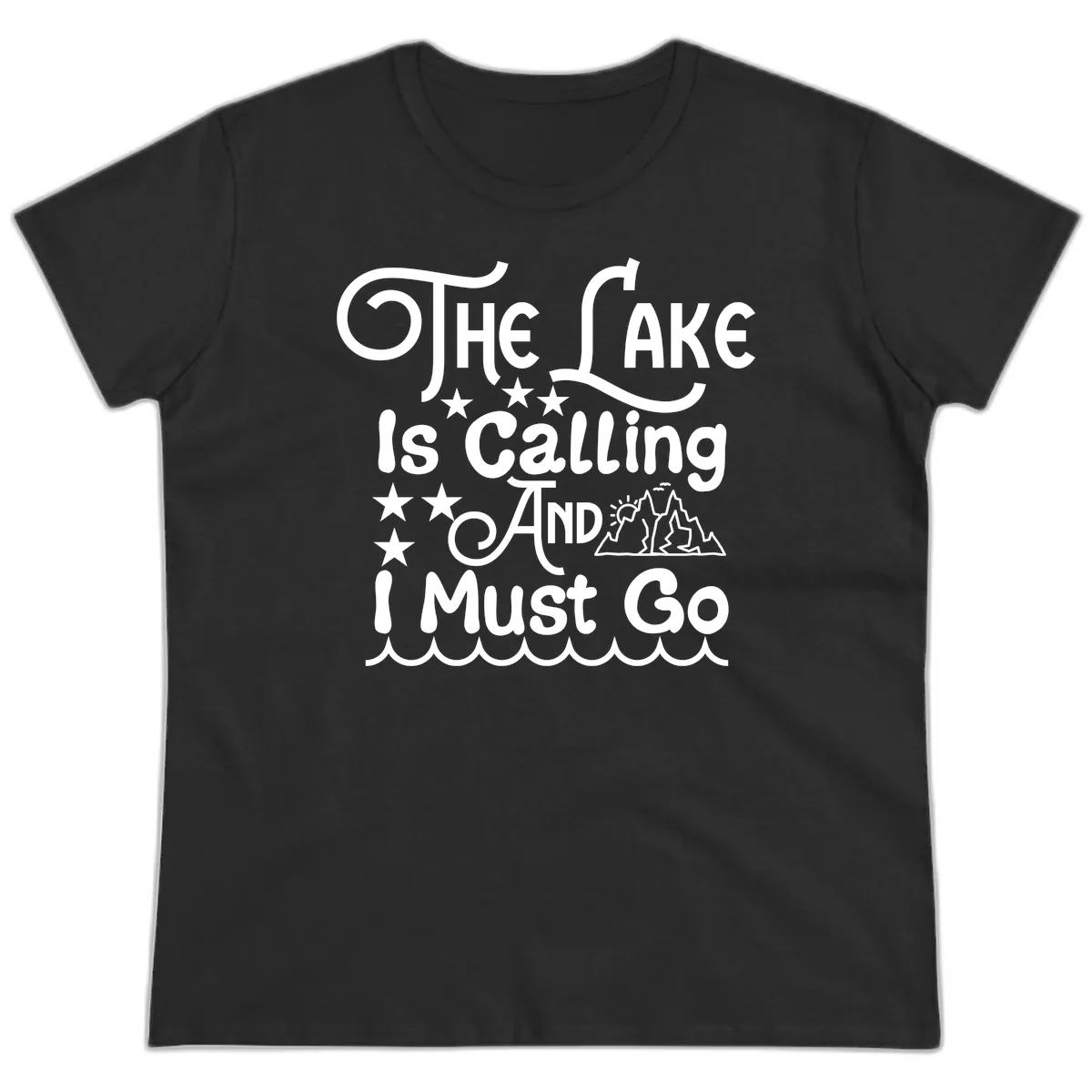 The Lake Is Calling And I Must Go Ladies Tee in Black