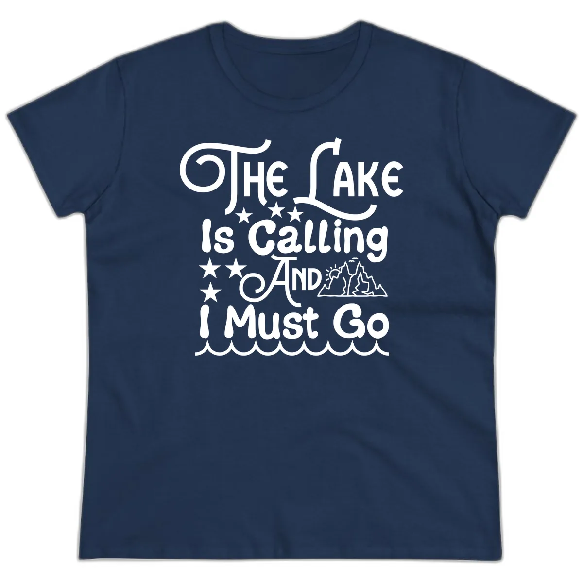 The Lake Is Calling And I Must Go Ladies Tee in Navy