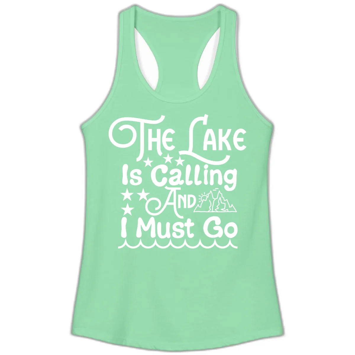 The Lake Is Calling And I Must Go Ladies Tank in Solid Mint
