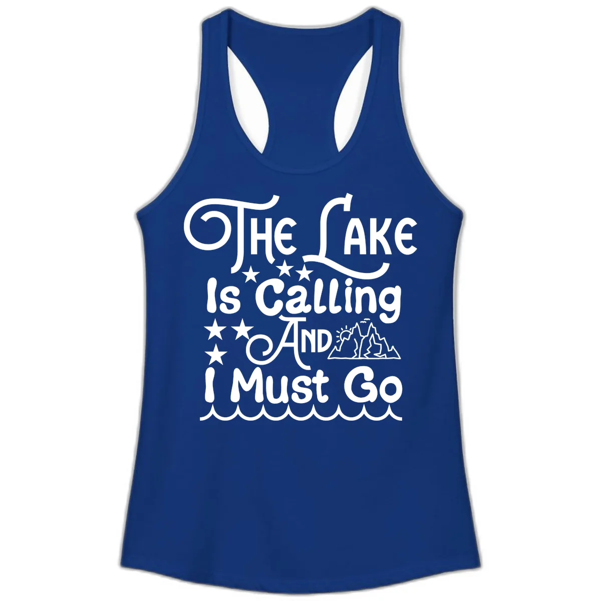 The Lake Is Calling And I Must Go Ladies Tank in Solid Royal