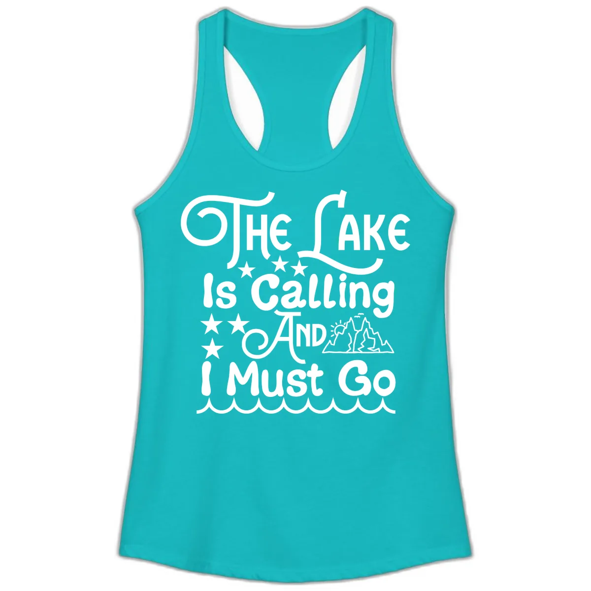 The Lake Is Calling And I Must Go Ladies Tank in Tahiti Blue