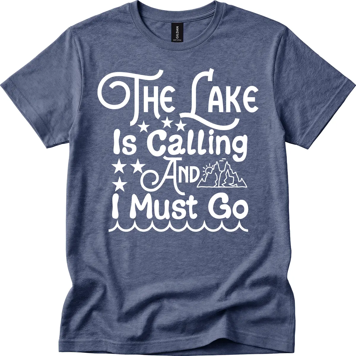 The Lake Is Calling And I Must Go T-Shirt in Heather Navy