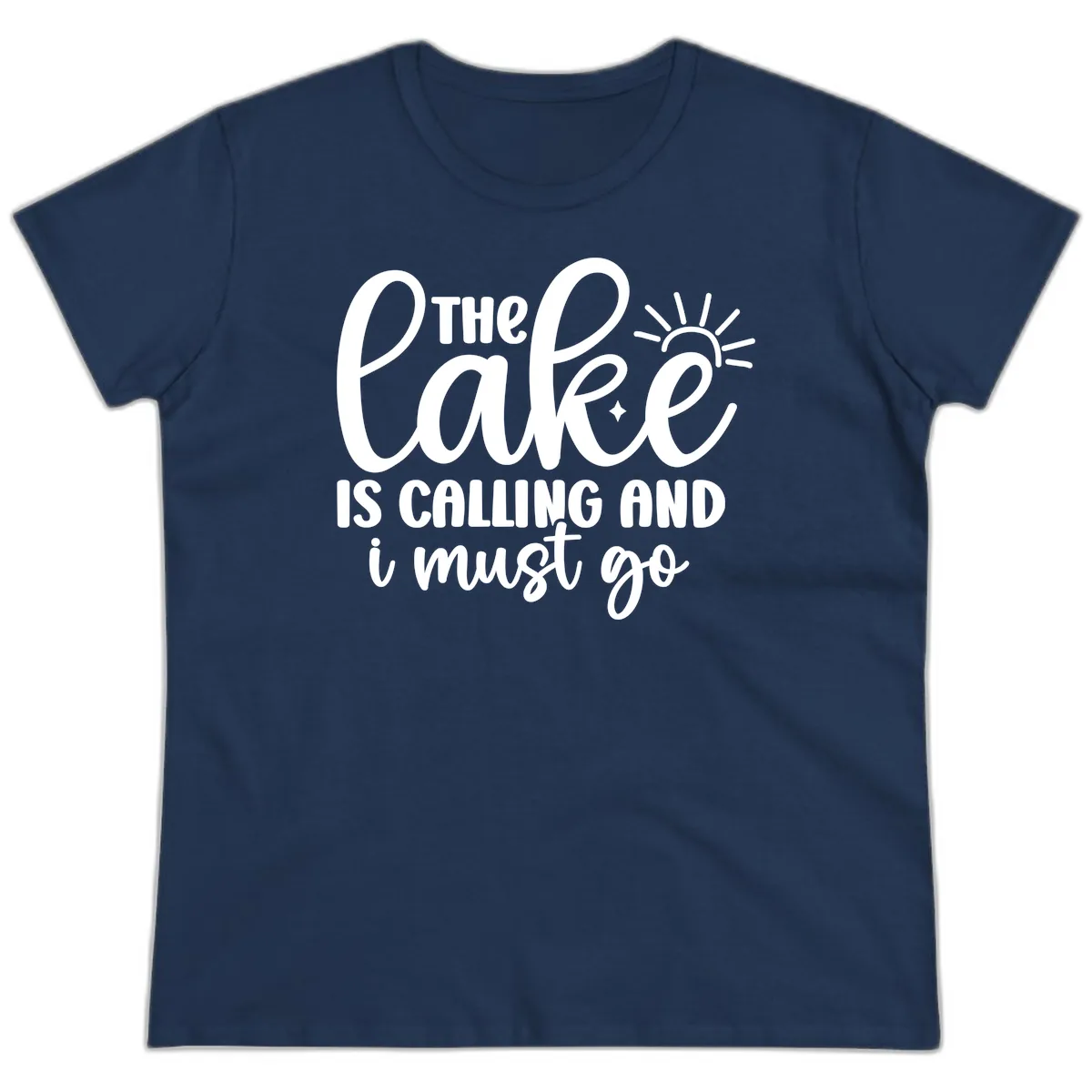 The Lake Is Calling And I Must Go Ladies Tee in Navy