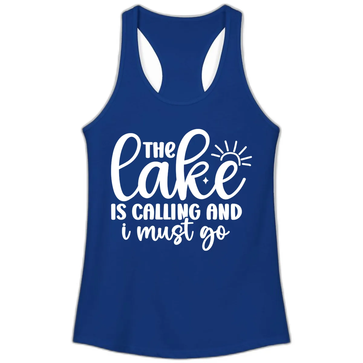 The Lake Is Calling And I Must Go Ladies Tank in Solid Royal