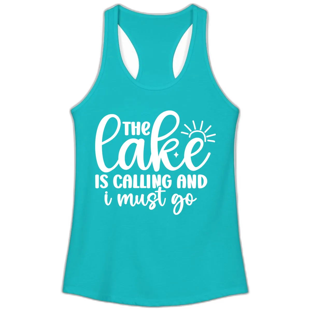The Lake Is Calling And I Must Go Ladies Tank in Tahiti Blue