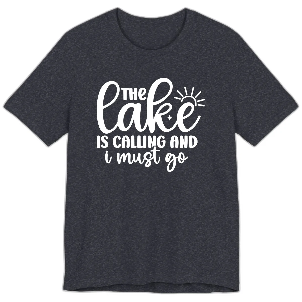 The Lake Is Calling And I Must Go Premium T-Shirt in Heather Navy