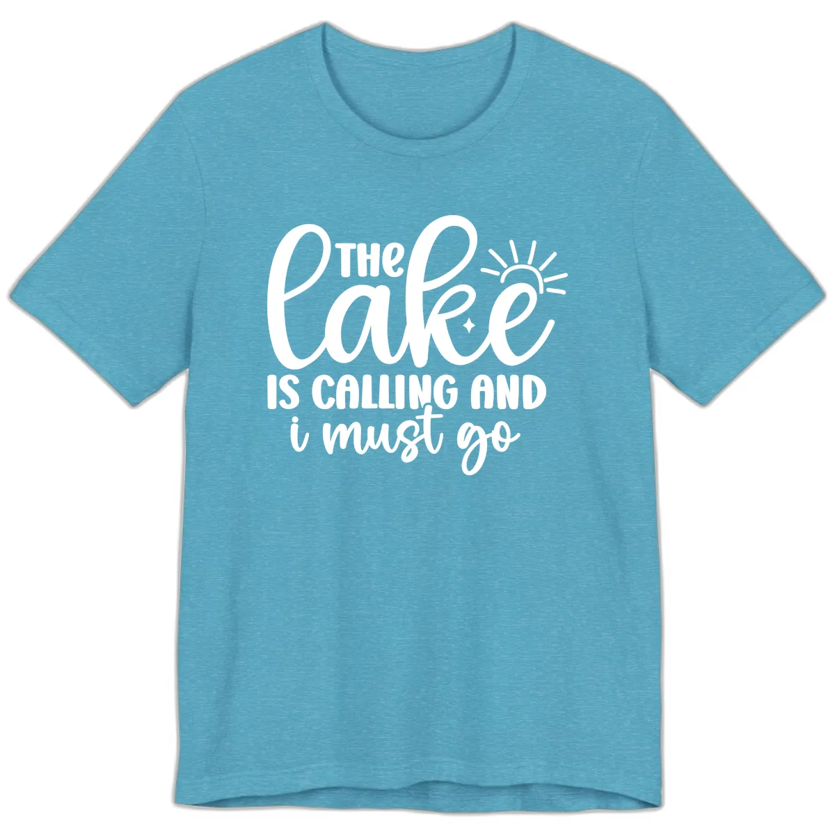 The Lake Is Calling And I Must Go Premium T-Shirt in Heather Aqua