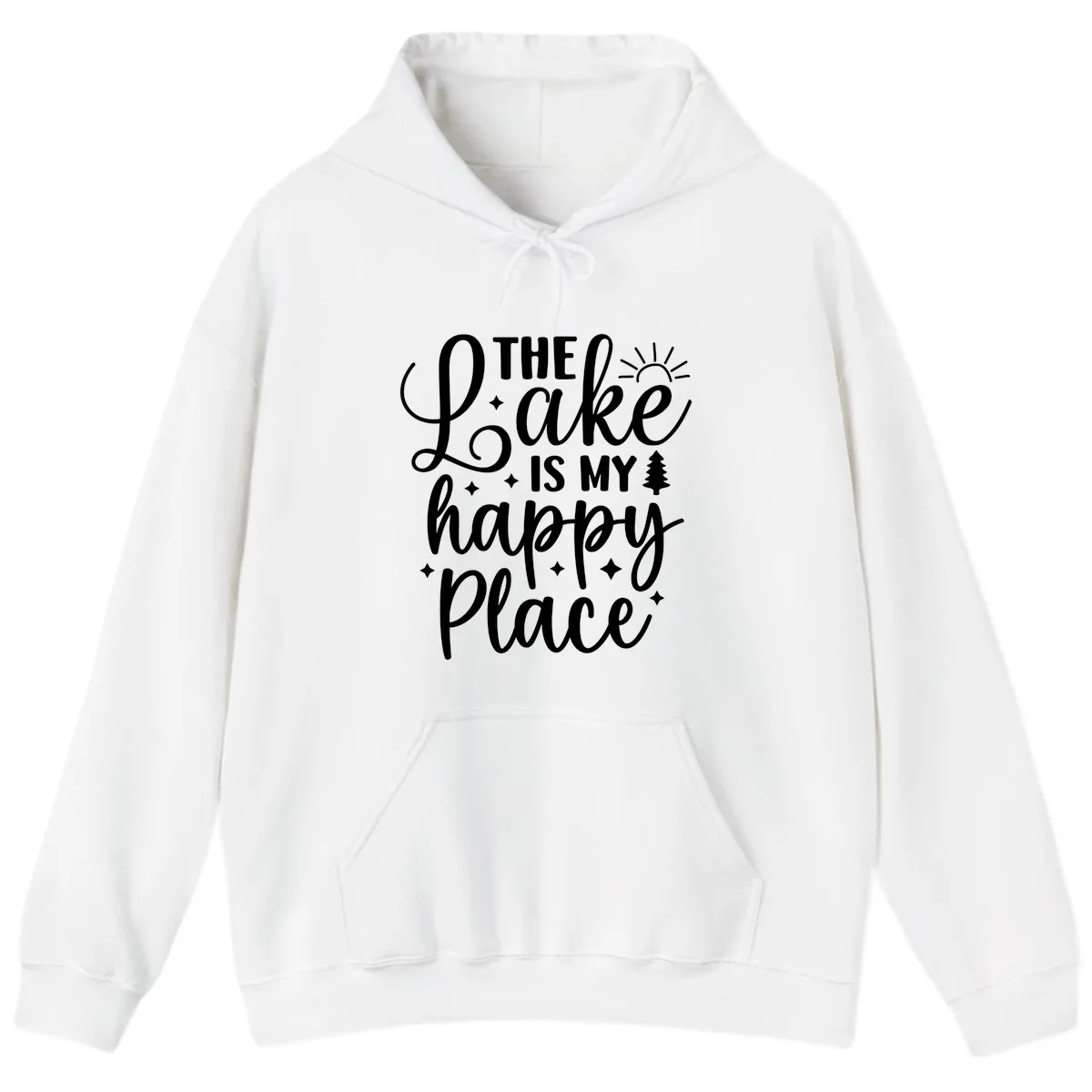 The Lake Is My Happy Place Hoodie in White