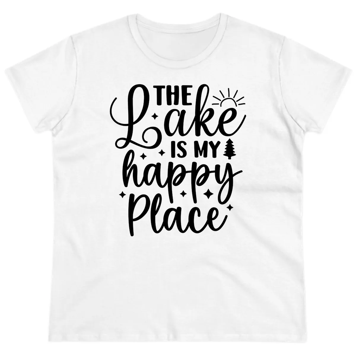 The Lake Is My Happy Place Ladies Tee in White