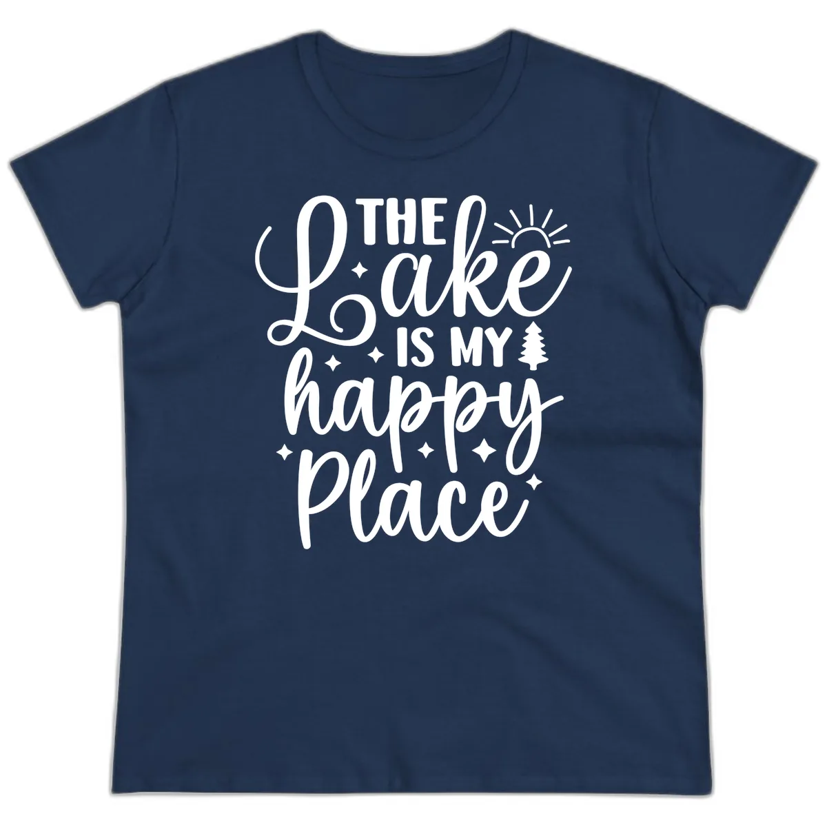 The Lake Is My Happy Place Ladies Tee in Navy