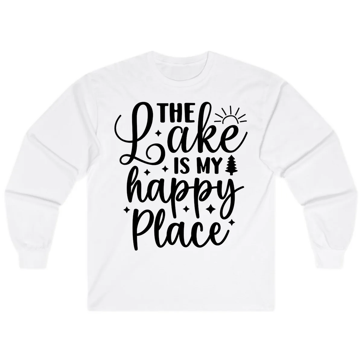 The Lake Is My Happy Place Long Sleeve in White
