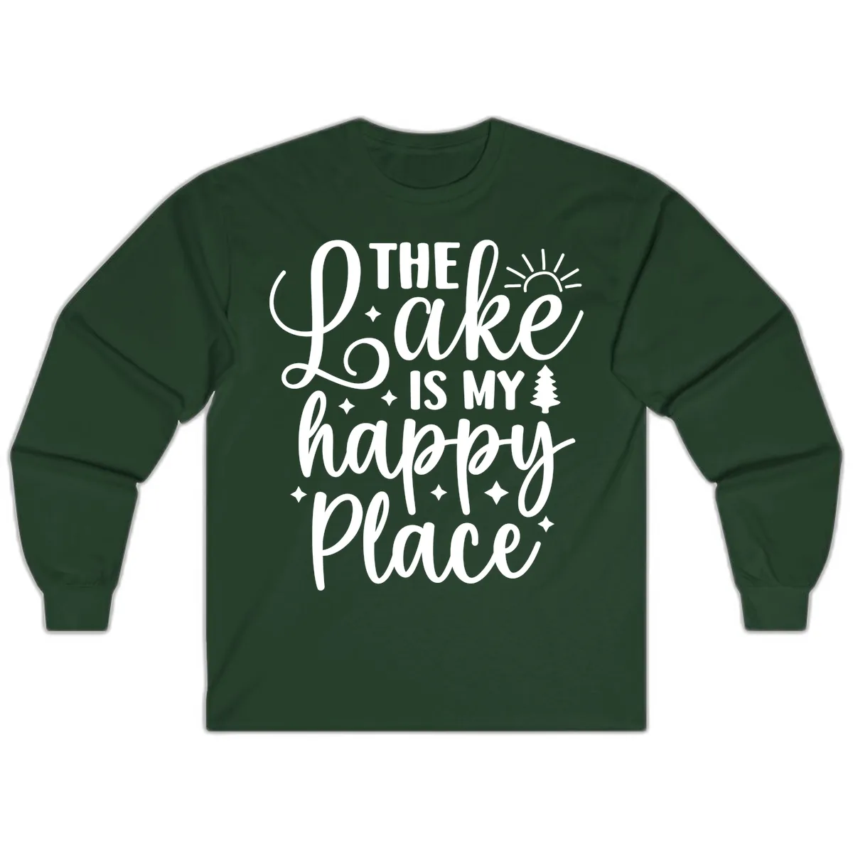 The Lake Is My Happy Place Long Sleeve in Forest Green