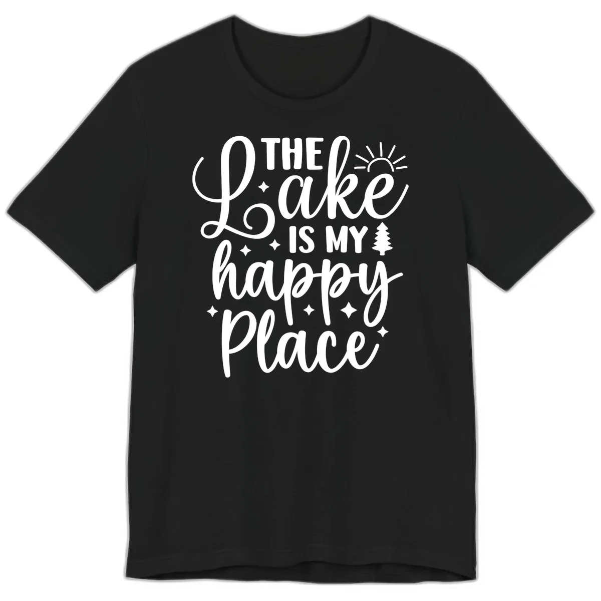 The Lake Is My Happy Place Premium T-Shirt in Black
